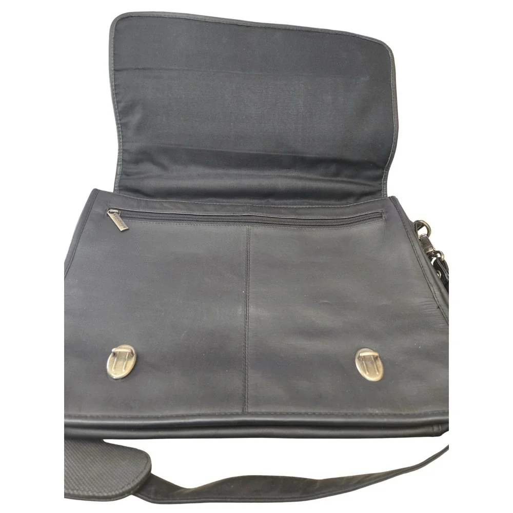 Kenneth Cole Reaction Messenger Bag Briefcase Brown Leather Laptop Large 16